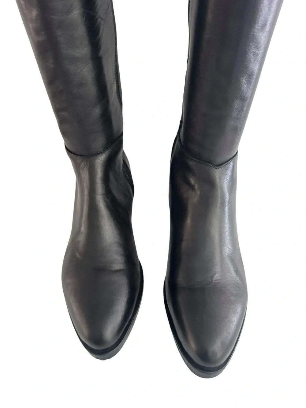 Gianni Crasto Black Leather Knee High Boots Block Heel EU 38